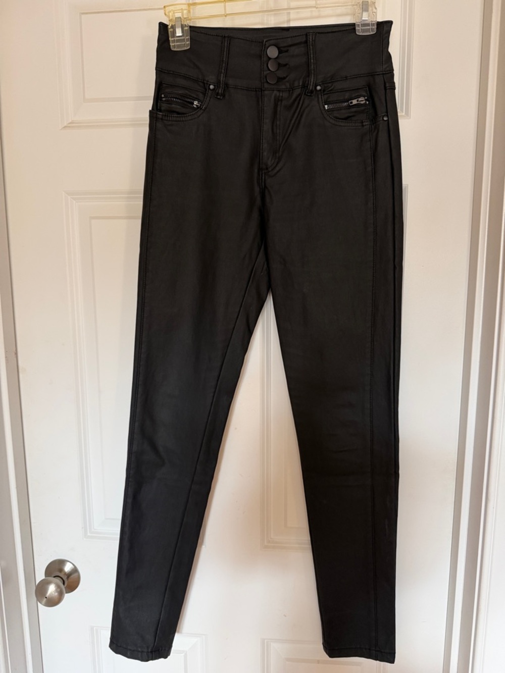 SHEIN Coated high Waist Black Jeans